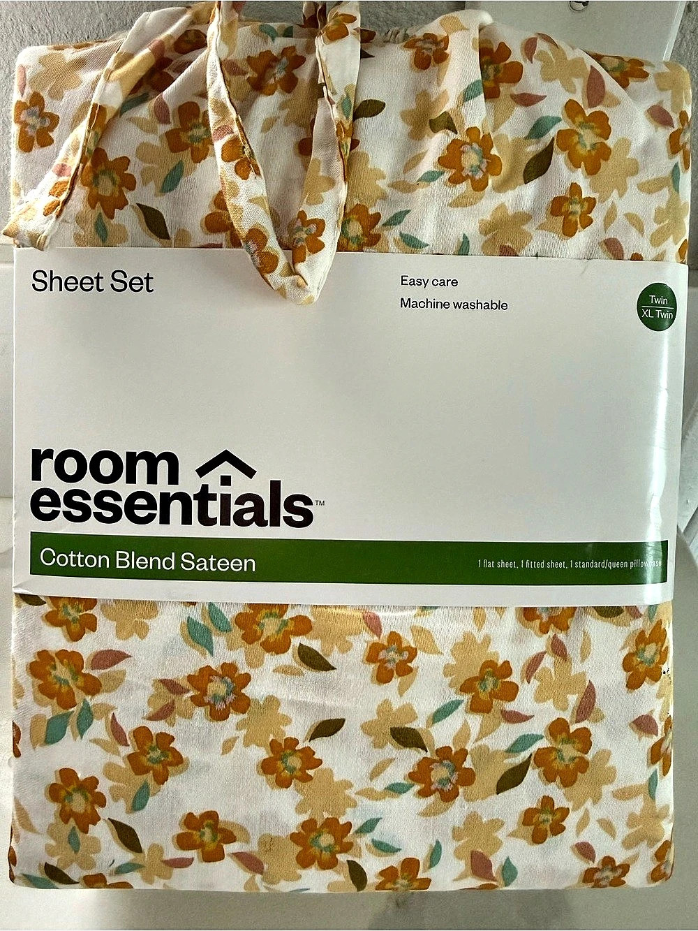 Room Essentials Cotton Blend Sateen Sheet Set Floral Twin